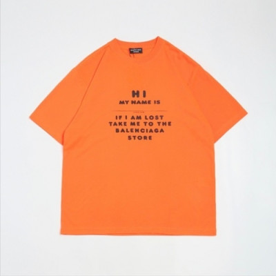 Balenciaga  Mm/Wm Logo Cotton Short Sleeved Tshirts Orange - 발렌시아가 2021 남/녀 로고 코튼 반팔티 Bal01096x Size(xs - l) 오렌지