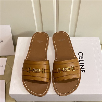 Celine 2021 Women's Leather Slipper,CELS0018 - 셀린느 2021 여성용 레더 슬리퍼,Size(225-250),카멜