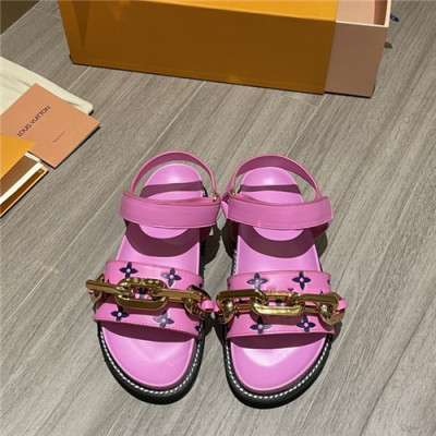 Louis Vuitton 2021 Women's Leather Sandal,LOUS2127 - 루이비통 2021 여성용 레더 샌들,Size(225-250),핑크