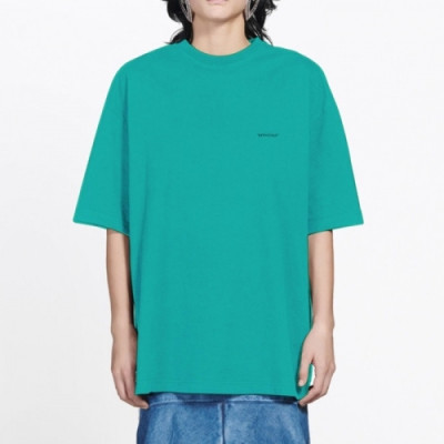 Balenciaga  Mm/Wm Logo Cotton Short Sleeved Tshirts Green - 발렌시아가 2021 남/녀 로고 코튼 반팔티 Bal01101x Size(xs - l) 그린