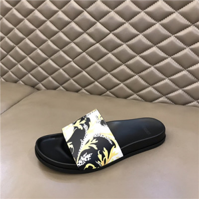 Versace 2021 Men's Leather Slipper,VERS0574 - 베르사체 2021 남성용 레더 슬리퍼,Size(240-270),블랙