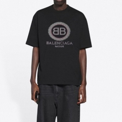 Balenciaga  Mm/Wm Logo Cotton Short Sleeved Tshirts Black - 발렌시아가 2021 남/녀 로고 코튼 반팔티 Bal01113x Size(s - l) 블랙