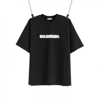 Balenciaga  Mm/Wm Logo Cotton Short Sleeved Tshirts Black - 발렌시아가 2021 남/녀 로고 코튼 반팔티 Bal01115x Size(s - l) 블랙