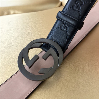 Gucci 2021 Men's Leather Belt,3.8cm,GUBT0205 - 구찌 2021 남성용 레더 벨트,3.8cm,블랙