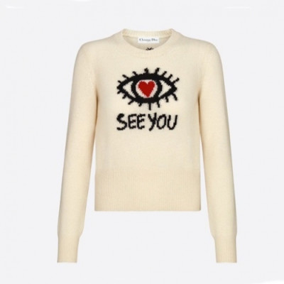 Dior  Womens Retro Logo Crew-neck Sweaters Ivory - 디올 2021 여성 레트로 로고 크루넥 스웨터 Dio01306x Size(s - l) 아이보리