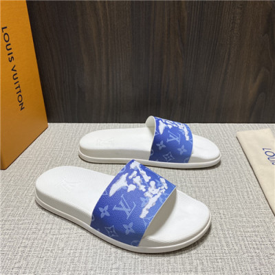 Louis Vuitton 2021 Men's Leather Slipper,LOUS2172 - 루이비통 2021 남성용 레더 슬리퍼,Size(240-270),블루