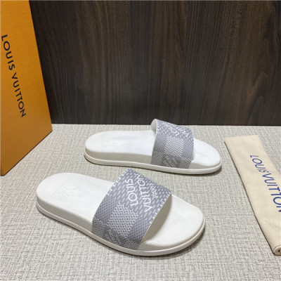 Louis Vuitton 2021 Men's Leather Slipper,LOUS2178 - 루이비통 2021 남성용 레더 슬리퍼,Size(240-270),그레이