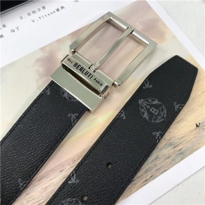 Berluti 2021 Men's Leather Belt,3.5cm,BLTBT0003 - 벨루티 2021 남성용 레더 벨트,3.5cm,블랙