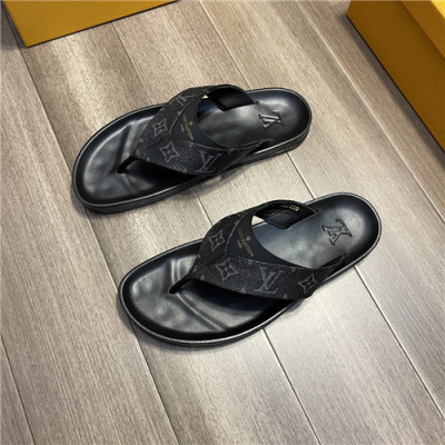 Louis Vuitton 2021 Men's Leather Slipper,LOUS2184 - 루이비통 2021 남성용 레더 슬리퍼,Size(240-270),블랙