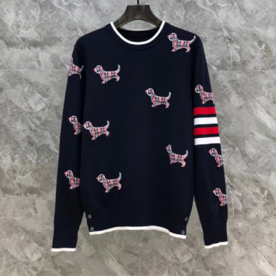 톰브라운 남성 네이비 니트 - Thom Browne Mens Navy Knits - th01335x