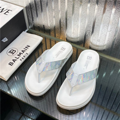 Balmain 2021 Men's Leather Slipper,BALMS0031 - 발망 2021 남성용 레더 슬리퍼,Size(240-270),화이트