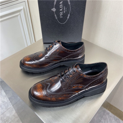 Prada 2021 Men's Leather Derby Shoes,PRAS0812 - 프라다 2021 남성용 레더 더비슈즈,Size(240-270),브라운