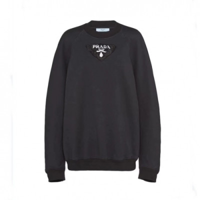 Prada  Mm/Wm Crew-neck Cotton Tshirts Black - 프라다 2021 남/녀 로고 크루넥 코튼 긴팔티 Pra02342x Size(s - l) 블랙