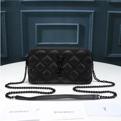 [럭셔리한]Saint Laurent 2021 Women's Leather Shoulder Bag,19cm,SLB0646 - 입생로랑 2021 여성용 레더 숄더백,19cm,블랙