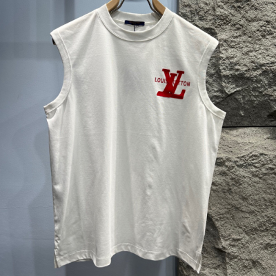 루이비통 남성 화이트 크루넥 나시 - Louis vuitton Mens White Sleeveless Tshirts - lv03510x