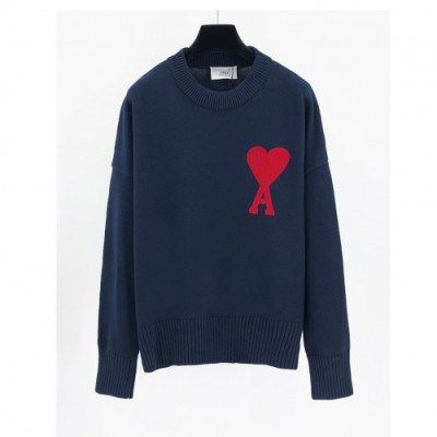 Ami  Mm/Wm Logo Casual Turtle-neck Sweaters Navy - 아미 2021 남/녀 로고 캐쥬얼 터틀넥 스웨터 Ami0171x Size(s - xl) 네이비