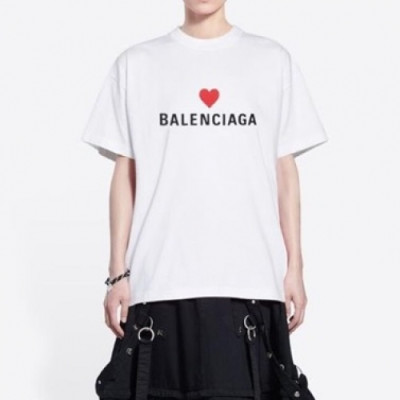 Balenciaga  Mm/Wm Logo Cotton Short Sleeved Tshirts White - 발렌시아가 2021 남/녀 로고 코튼 반팔티 Bal01173x Size(xs - m) 화이트