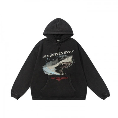 Represent  Mm/Wm Wolf Logo Cotton Hoodie - 리프리젠트 2021 남자 울프 로고 코튼 후드티 Rep0028x Size(s - xl) 블랙