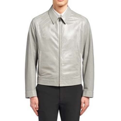 Prada Mens Logo Casual Leather Jacket Gray - 프라다 2020 남성 로고 캐쥬얼 가죽 자켓 Pra04088x Size(m - 2xl) 그레이