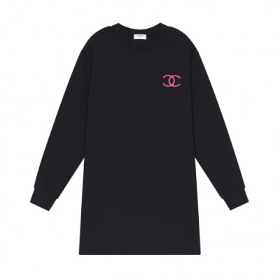 Chanel  Womens Crew-neck Logo Cotton Tshirts Black - 샤넬 2021 여성 크루넥 로고 코튼 긴팔티 Cnl0799x Size(s - l) 블랙