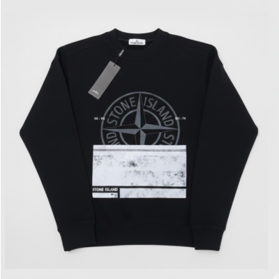 Stone Island / Mens Light Reflection Logo Cotton Man-to-man Black - 스톤아일랜드 남성 로고 코튼 맨투맨 Sto0365x Size(s - 2xl) 블랙