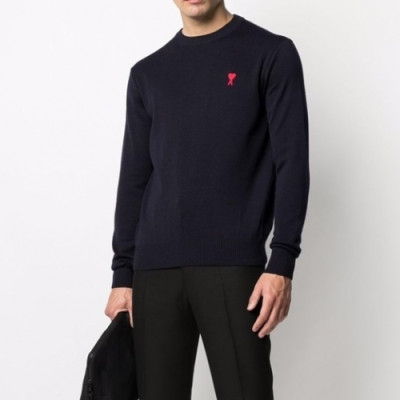 Ami  Mm/Wm Logo Casual Turtle-neck Sweaters Navy - 아미 2021 남/녀 로고 캐쥬얼 터틀넥 스웨터 Ami0211x Size(s - xl) 블랙