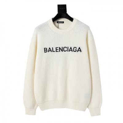 Balenciaga  Mm/Wm Logo Crew-neck Sweaters White - 발렌시아가 2021 남자 로고 크루넥 스웨터 Bal01214x Size(s - l) 화이트