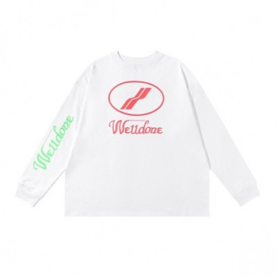 WELLDONE  Mm/Wm Retro Logo Crew-neck Tshirts White - 웰던 2021 남/녀 레트로 로고 크루넥 긴팔티 Wel0029x Size(s - l) 화이트