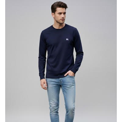 버버리 남성 크루넥 네이비 맨투맨 - Burberry Mens Navy Tshirts - bu4190x