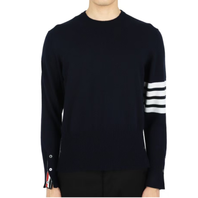 톰브라운 남성 블랙 크루넥 니트 - Thom Browne Mens Black Knit - thom01470x