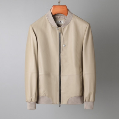 Hermes  Mens Leather Jacket Beige - 에르메스 남성 가죽 자켓 - her717x 