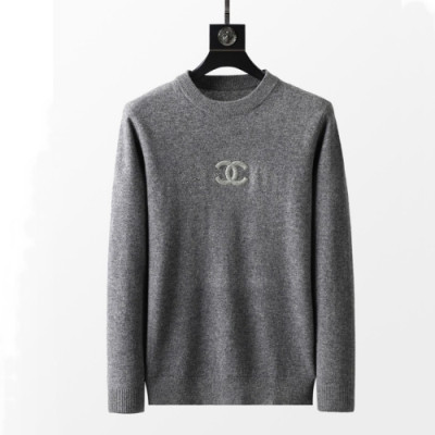 Chanel  Mens 'cc' Logo Crew-neck Sweaters Gray - 샤넬 2021 남성 'cc' 로고 크루넥 스웨터 Cnl0820x Size(m - 3xl) 그레이