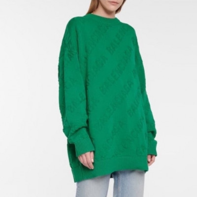 Balenciaga  Mm/Wm Logo Crew-neck Sweaters Green - 발렌시아가 2021 남자 로고 크루넥 스웨터 Bal01257x Size(s - l) 그린