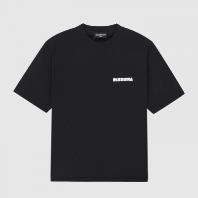 Balenciaga  Mm/Wm Logo Cotton Short Sleeved Tshirts Black - 발렌시아가 2021 남/녀 로고 코튼 반팔티 Bal01264x Size(xs - l) 블랙