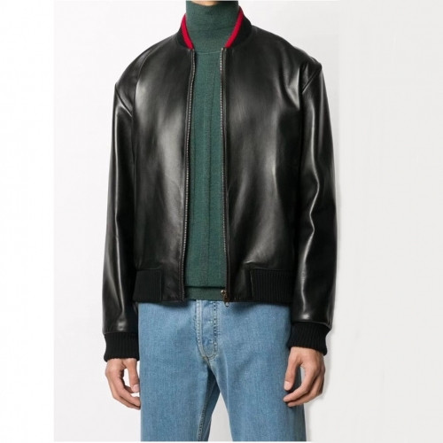Gucci  Mens Classic Leather Jackets Black - 구찌 2021 남성 클래식 캐쥬얼 가죽 자켓 Guc04513x Size(1 - 4) 블랙