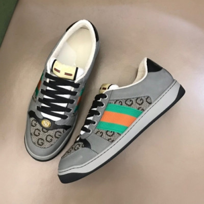 구찌  남/녀 트렌디 레더 스니커즈 Size(225 - 275) 그레이 - Gucci 2021 Unisex Trendy Leather Sneakers Guc04582x Gray