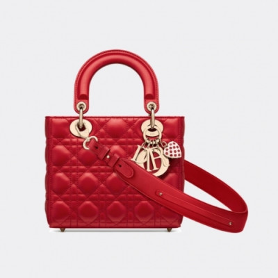 디올  여성 클래식 레이디백 Size(20cm) 레드 - Dior   Women's Classic Lady-D Bag Dio01630x Red