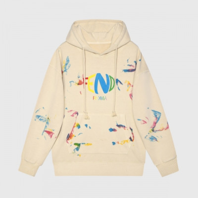 Fendi  Mm/Wm Logo Casual Hoodie Ivory - 펜디 2021 남/녀 로고 캐쥬얼 후디 Fen01121x Size(s - xl) 아이보리