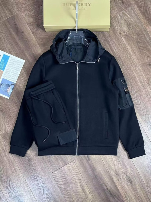 [프라다]Prada 2023 Mens Casual Logo Training Clothes&Pants - 프라다 2023 남성 캐쥬얼 로고 코튼 트레이닝복&팬츠 Pra02550x Size(m - 3xl) 블랙