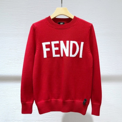 Fendi  Unisex Logo Crew-neck Sweaters Red - 펜디 2021 남/녀 로고 크루넥 울 스웨터 Fen01127x Size(s - xl) 레드