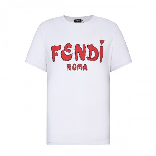 Fendi  Unisex Logo Casual Short Sleeved Tshirts White - 펜디 2021 남/녀 로고 캐쥬얼 코튼 반팔티 Fen01128x Size(s - xl) 화이트