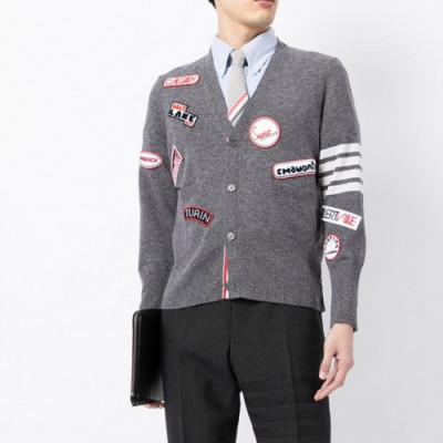 Thom Browne  Unisex Strap V-neck Cardigan Gray - 톰브라운  남/녀 스트랩 브이넥 가디건 Thom01538x Size(1 - 4) 그레이