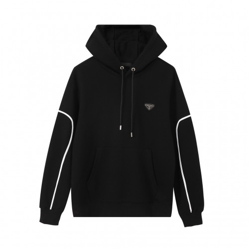 Prada  Unisex Casual Cotton Hoodie Black - 프라다  남/녀 캐쥬얼 코튼 후드티 Pra02567x Size(s - xl) 블랙