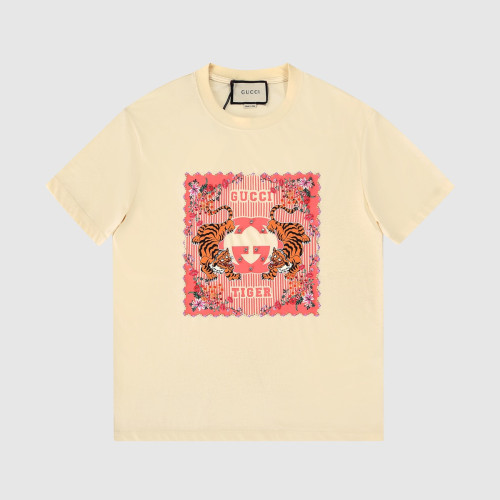 구찌 남자 크루넥 아이보리 반팔티 - Unisex Ivory Short-sleeved Tshirts - guc04558x