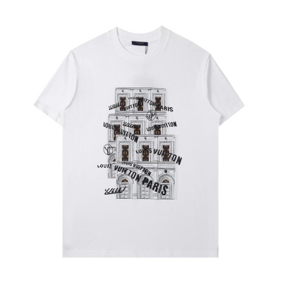 루이비통 남자 크루넥 화이트 반팔티 - Unisex White Tshirts - lou03913x