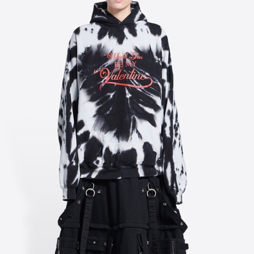 발렌시아가 남/여 캐쥬얼 블랙 후드티 - Unisex Black Hoodie - bal01295x