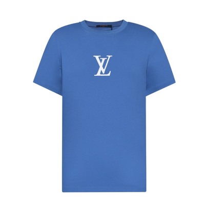 루이비통 남성 크루넥 블루 반팔티 - Mens Blue Tshirts - lou03945x