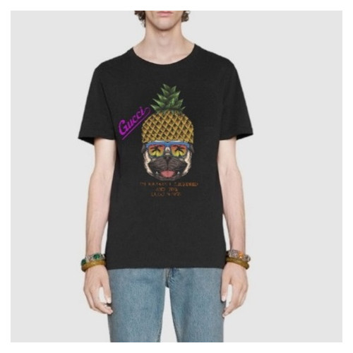 구찌 남/여 크루넥 블랙 반팔티 - Unisex Black Tshirts - guc04609x