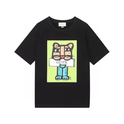 구찌 남/여 크루넥 블랙 반팔티 - Unisex Black Tshirts - guc04619x