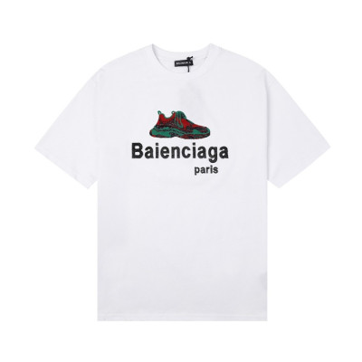 발렌시아가 남성 크루넥 화이트 반팔티 - Mens White Tshirts - bal01300x